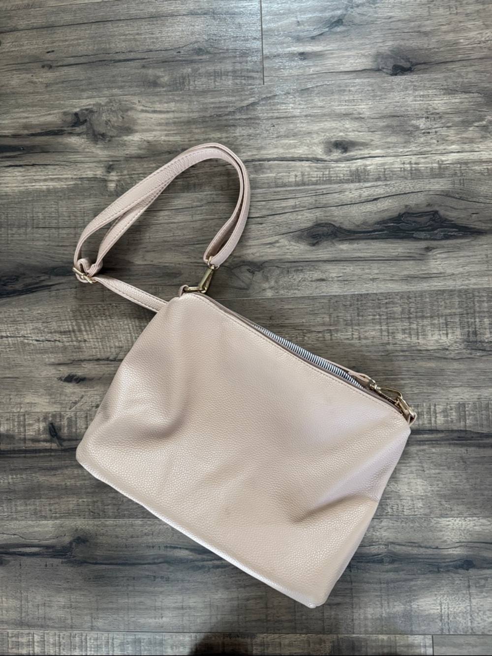 Women’s Soft Pebbled Crossbody Bag in Blush - Picture 2 of 4